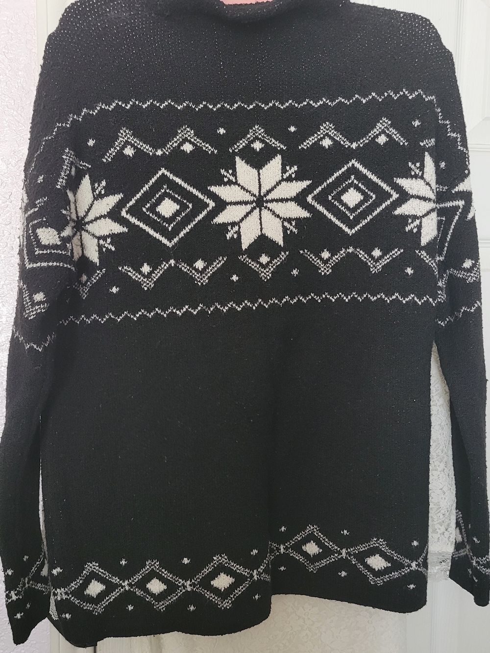Christian Siriano Black and White Nordic Crewneck Sweater